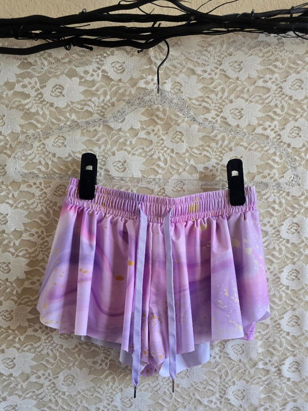 Pink & Purple Dancina Butterfly Shorts - ballet - indie - oil slick - marble